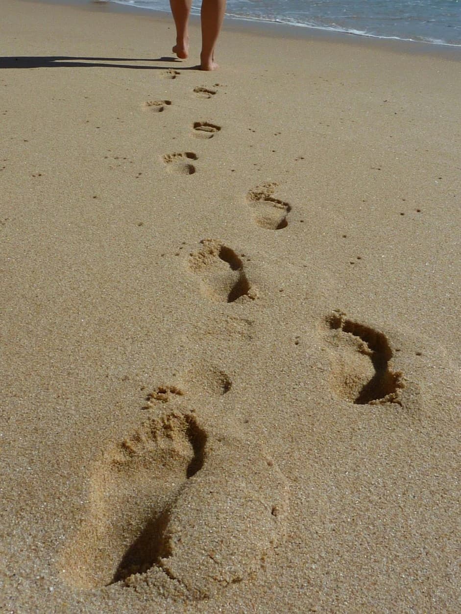 Voetafdrukken in het zand